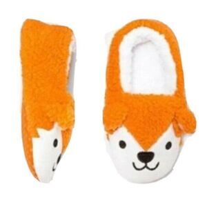 Cat & Jack Toddler Unisex Fox Slippers M (2T/3T)‎ Orange/White NWOT